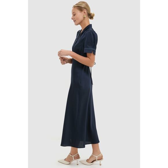 TUCKERNUCK Navy Satin Bellamy Dress Size S NWT Retail $268 Tuckernuck - Picture 6 of 7